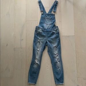 Distressed Denim Overalls